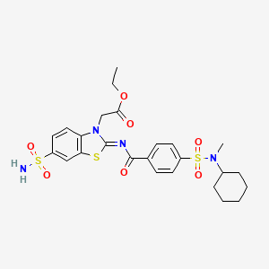 (Z)-ethyl 2-(2-((4-(N-cyclohexyl-N-methylsulfamoyl)benzoyl)imino)-6-sulfamoylbenzo[d]thiazol-3(2H)-yl)acetate
