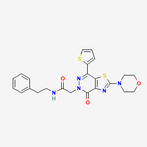 molecular formula C23H23N5O3S2 B2522672 2-(2-morpholino-4-oxo-7-(thiophen-2-yl)thiazolo[4,5-d]pyridazin-5(4H)-yl)-N-phenethylacetamide CAS No. 1021096-06-9