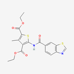 molecular formula C19H18N2O5S2 B2522681 Diethyl 5-(benzo[d]thiazole-6-carboxamido)-3-methylthiophene-2,4-dicarboxylate CAS No. 681170-66-1