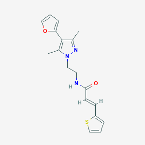 molecular formula C18H19N3O2S B2522687 (E)-N-(2-(4-(furan-2-yl)-3,5-dimethyl-1H-pyrazol-1-yl)ethyl)-3-(thiophen-2-yl)acrylamide CAS No. 2035007-09-9