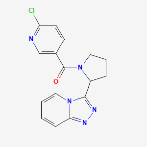 molecular formula C16H14ClN5O B2522688 2-Chloro-5-(2-{[1,2,4]triazolo[4,3-a]pyridin-3-yl}pyrrolidine-1-carbonyl)pyridine CAS No. 1147311-98-5