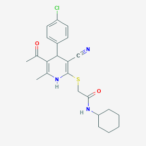 2-[[5-acetyl-4-(4-chlorophenyl)-3-cyano-6-methyl-1,4-dihydropyridin-2-yl]sulfanyl]-N-cyclohexylacetamide