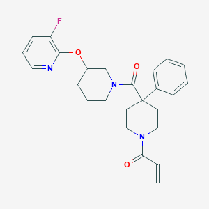 molecular formula C25H28FN3O3 B2522698 1-[4-[3-(3-Fluoropyridin-2-yl)oxypiperidine-1-carbonyl]-4-phenylpiperidin-1-yl]prop-2-en-1-one CAS No. 2361797-29-5