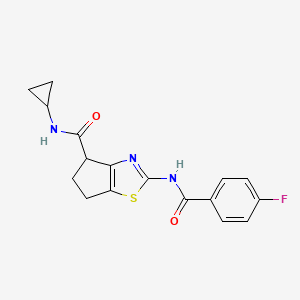 molecular formula C17H16FN3O2S B2522699 N-cyclopropyl-2-(4-fluorobenzamido)-5,6-dihydro-4H-cyclopenta[d]thiazole-4-carboxamide CAS No. 941968-05-4