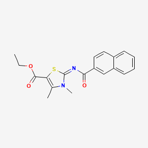 molecular formula C19H18N2O3S B2522700 Ethyl 3,4-dimethyl-2-(naphthalene-2-carbonylimino)-1,3-thiazole-5-carboxylate CAS No. 476628-23-6