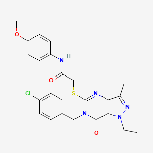 molecular formula C24H24ClN5O3S B2522709 2-((6-(4-氯苄基)-1-乙基-3-甲基-7-氧代-6,7-二氢-1H-吡唑并[4,3-d]嘧啶-5-基)硫代)-N-(4-甲氧基苯基)乙酰胺 CAS No. 1359312-62-1