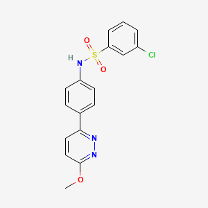 molecular formula C17H14ClN3O3S B2522716 3-クロロ-N-[4-(6-メトキシピリダジン-3-イル)フェニル]ベンゼンスルホンアミド CAS No. 903280-89-7