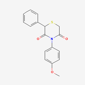 molecular formula C17H15NO3S B2522719 4-(4-メトキシフェニル)-2-フェニル-3,5-チオモルホリンジオン CAS No. 339109-17-0