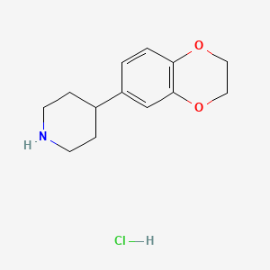 molecular formula C13H18ClNO2 B2522727 4-(2,3-dihydrobenzo[b][1,4]dioxin-6-yl)piperidine HCl CAS No. 2409597-47-1