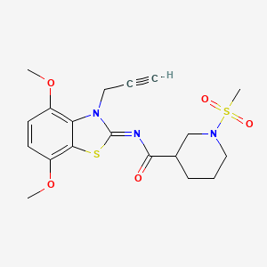molecular formula C19H23N3O5S2 B2522732 (Z)-N-(4,7-dimethoxy-3-(prop-2-yn-1-yl)benzo[d]thiazol-2(3H)-ylidene)-1-(methylsulfonyl)piperidine-3-carboxamide CAS No. 1058250-83-1
