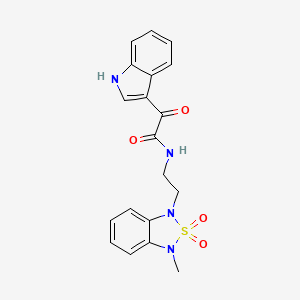 molecular formula C19H18N4O4S B2522741 2-(1H-indol-3-yl)-N-(2-(3-methyl-2,2-dioxidobenzo[c][1,2,5]thiadiazol-1(3H)-yl)ethyl)-2-oxoacetamide CAS No. 2034454-57-2