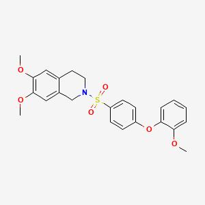 molecular formula C24H25NO6S B2522744 6,7-Dimethoxy-2-[4-(2-methoxyphenoxy)benzenesulfonyl]-1,2,3,4-tetrahydroisoquinoline CAS No. 670272-55-6