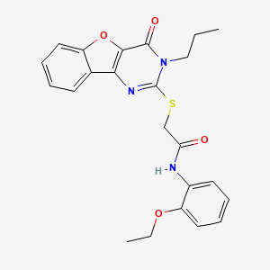 molecular formula C23H23N3O4S B2522770 N-(2-乙氧苯基)-2-((4-氧代-3-丙基-3,4-二氢苯并呋喃[3,2-d]嘧啶-2-基)硫代)乙酰胺 CAS No. 900003-94-3