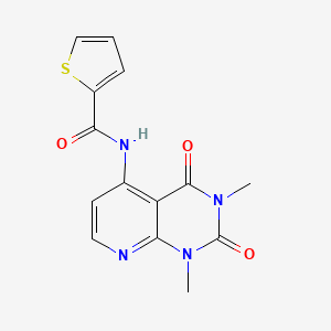 molecular formula C14H12N4O3S B2522771 N-(1,3-二甲基-2,4-二氧代-1,2,3,4-四氢吡啶并[2,3-d]嘧啶-5-基)噻吩-2-甲酰胺 CAS No. 941910-27-6