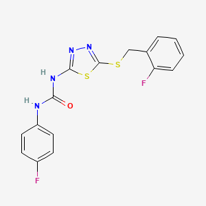 molecular formula C16H12F2N4OS2 B2522773 1-(5-((2-Fluorobenzyl)thio)-1,3,4-thiadiazol-2-yl)-3-(4-fluorophenyl)urea CAS No. 426248-18-2