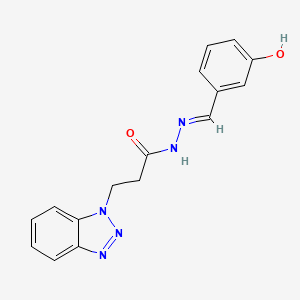 molecular formula C16H15N5O2 B2522776 3-(1H-1,2,3-Benzotriazol-1-YL)-N'-(3-hydroxybenzylidene)propanohydrazide CAS No. 384824-94-6