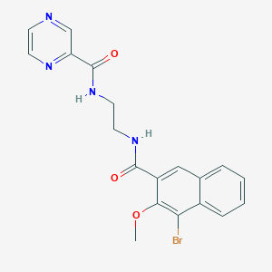 molecular formula C19H17BrN4O3 B252278 N-(2-{[(4-bromo-3-methoxynaphthalen-2-yl)carbonyl]amino}ethyl)pyrazine-2-carboxamide 