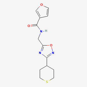 molecular formula C13H15N3O3S B2522785 N-((3-(tetrahydro-2H-thiopyran-4-yl)-1,2,4-oxadiazol-5-yl)methyl)furan-3-carboxamide CAS No. 2034293-00-8