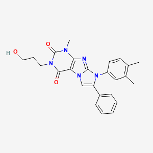 molecular formula C25H25N5O3 B2522806 8-(3,4-dimethylphenyl)-3-(3-hydroxypropyl)-1-methyl-7-phenyl-1H-imidazo[2,1-f]purine-2,4(3H,8H)-dione CAS No. 896293-67-7