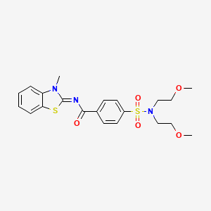 molecular formula C21H25N3O5S2 B2522809 4-[双(2-甲氧基乙基)磺酰氨基]-N-(3-甲基-1,3-苯并噻唑-2-亚甲基)苯甲酰胺 CAS No. 325986-87-6