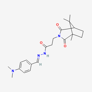 molecular formula C22H30N4O3 B2522819 (E)-N'-(4-(dimethylamino)benzylidene)-3-(1,8,8-trimethyl-2,4-dioxo-3-azabicyclo[3.2.1]octan-3-yl)propanehydrazide CAS No. 347368-59-6
