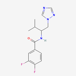 molecular formula C14H16F2N4O B2522820 3,4-difluoro-N-(3-metil-1-(1H-1,2,4-triazol-1-il)butan-2-il)benzamida CAS No. 2034561-10-7