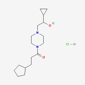 molecular formula C17H31ClN2O2 B2522823 3-Cyclopentyl-1-(4-(2-cyclopropyl-2-hydroxyethyl)piperazin-1-yl)propan-1-one hydrochloride CAS No. 1396880-60-6