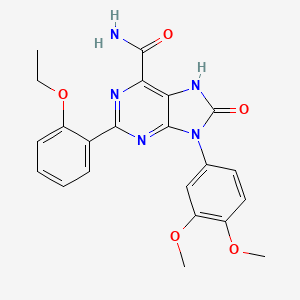 molecular formula C22H21N5O5 B2522827 9-(3,4-二甲氧基苯基)-2-(2-乙氧基苯基)-8-氧代-8,9-二氢-7H-嘌呤-6-甲酰胺 CAS No. 898447-22-8