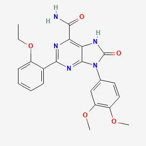 molecular formula C22H21N5O5 B2522827 9-(3,4-diméthoxyphényl)-2-(2-éthoxyphényl)-8-oxo-8,9-dihydro-7H-purine-6-carboxamide CAS No. 898447-22-8