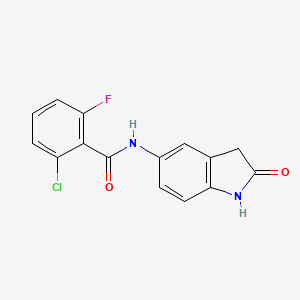 molecular formula C15H10ClFN2O2 B2522829 2-氯-6-氟-N-(2-氧代吲哚-5-基)苯甲酰胺 CAS No. 921774-67-6