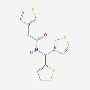 molecular formula C15H13NOS3 B2522832 N-(噻吩-2-基(噻吩-3-基)甲基)-2-(噻吩-3-基)乙酰胺 CAS No. 2034231-52-0