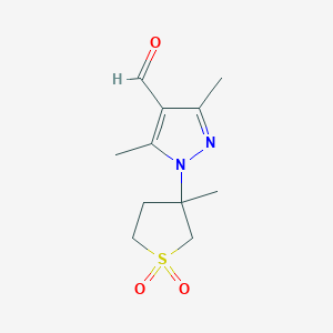 molecular formula C11H16N2O3S B2522836 3,5-dimethyl-1-(3-methyl-1,1-dioxidotetrahydrothiophen-3-yl)-1H-pyrazole-4-carbaldehyde CAS No. 1170905-20-0