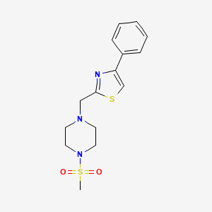 molecular formula C15H19N3O2S2 B2522848 2-((4-(Metilsulfonil)piperazin-1-il)metil)-4-feniltiazol CAS No. 1105216-21-4