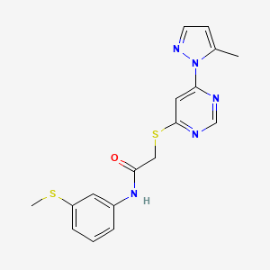 molecular formula C17H17N5OS2 B2522853 2-((6-(5-methyl-1H-pyrazol-1-yl)pyrimidin-4-yl)thio)-N-(3-(methylthio)phenyl)acetamide CAS No. 1251569-79-5