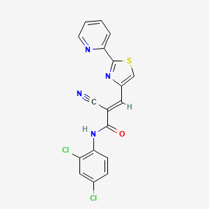 (E)-2-cyano-N-(2,4-dichlorophenyl)-3-(2-pyridin-2-yl-1,3-thiazol-4-yl)prop-2-enamide