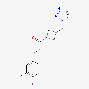 molecular formula C16H19FN4O B2522874 3-(4-Fluoro-3-methylphenyl)-1-[3-(triazol-1-ylmethyl)azetidin-1-yl]propan-1-one CAS No. 2309314-06-3