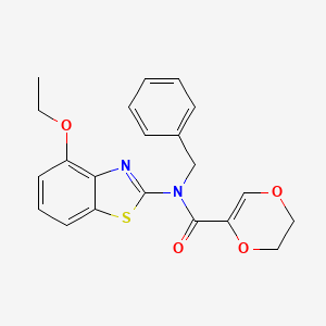 molecular formula C21H20N2O4S B2522900 N-benzyl-N-(4-ethoxybenzo[d]thiazol-2-yl)-5,6-dihydro-1,4-dioxine-2-carboxamide CAS No. 922849-42-1