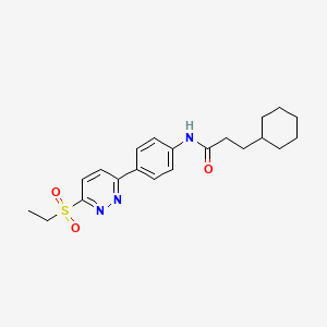 molecular formula C21H27N3O3S B2522918 3-cyclohexyl-N-(4-(6-(ethylsulfonyl)pyridazin-3-yl)phenyl)propanamide CAS No. 1005308-01-9