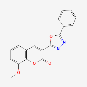 molecular formula C18H12N2O4 B2522931 8-Methoxy-3-(5-phenyl-1,3,4-oxadiazol-2-yl)chromen-2-one CAS No. 325804-24-8