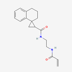 molecular formula C18H22N2O2 B2522936 N-[2-(Prop-2-enoylamino)ethyl]spiro[2,3-dihydro-1H-naphthalene-4,2'-cyclopropane]-1'-carboxamide CAS No. 1384672-84-7