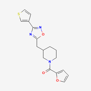 molecular formula C17H17N3O3S B2522940 Furan-2-yl(3-((3-(thiophène-3-yl)-1,2,4-oxadiazol-5-yl)méthyl)pipéridin-1-yl)méthanone CAS No. 1787879-90-6