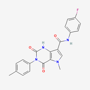 molecular formula C21H17FN4O3 B2522943 N-(4-fluorophenyl)-5-methyl-2,4-dioxo-3-(p-tolyl)-2,3,4,5-tetrahydro-1H-pyrrolo[3,2-d]pyrimidine-7-carboxamide CAS No. 921578-40-7