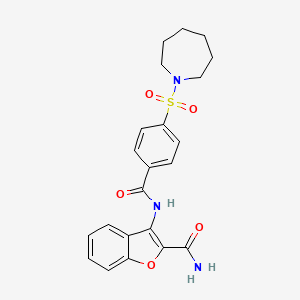 molecular formula C22H23N3O5S B2522944 3-(4-(Azepan-1-ylsulfonyl)benzamido)benzofuran-2-carboxamide CAS No. 399000-24-9
