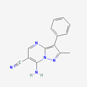 molecular formula C14H11N5 B2522945 7-Amino-2-methyl-3-phenylpyrazolo[1,5-a]pyrimidine-6-carbonitrile CAS No. 387361-34-4