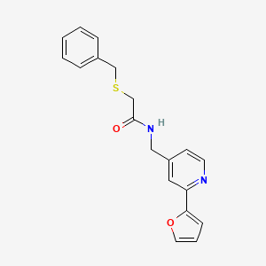 molecular formula C19H18N2O2S B2522950 2-(苄基硫代)-N-((2-(呋喃-2-基)吡啶-4-基)甲基)乙酰胺 CAS No. 2034592-84-0