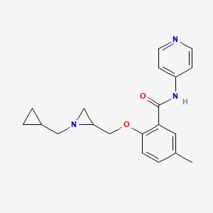 molecular formula C20H23N3O2 B2522972 2-[[1-(Cyclopropylmethyl)aziridin-2-yl]methoxy]-5-methyl-N-pyridin-4-ylbenzamide CAS No. 2418728-70-6