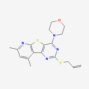 molecular formula C18H20N4OS2 B2522981 2-(烯丙基硫基)-7,9-二甲基-4-吗啉代吡啶并[3',2':4,5]噻吩并[3,2-d]嘧啶 CAS No. 672950-70-8