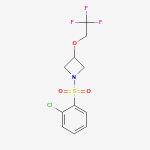 molecular formula C11H11ClF3NO3S B2522992 1-((2-Chlorophenyl)sulfonyl)-3-(2,2,2-trifluoroethoxy)azetidine CAS No. 2034591-02-9