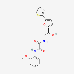 molecular formula C19H18N2O5S B2522995 N-[2-Hydroxy-2-(5-thiophen-2-ylfuran-2-yl)ethyl]-N'-(2-methoxyphenyl)oxamide CAS No. 2319849-90-4