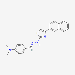 molecular formula C22H20N4S B2523006 (E)-N,N-dimethyl-4-((2-(4-(naphthalen-2-yl)thiazol-2-yl)hydrazono)methyl)aniline CAS No. 325473-75-4
